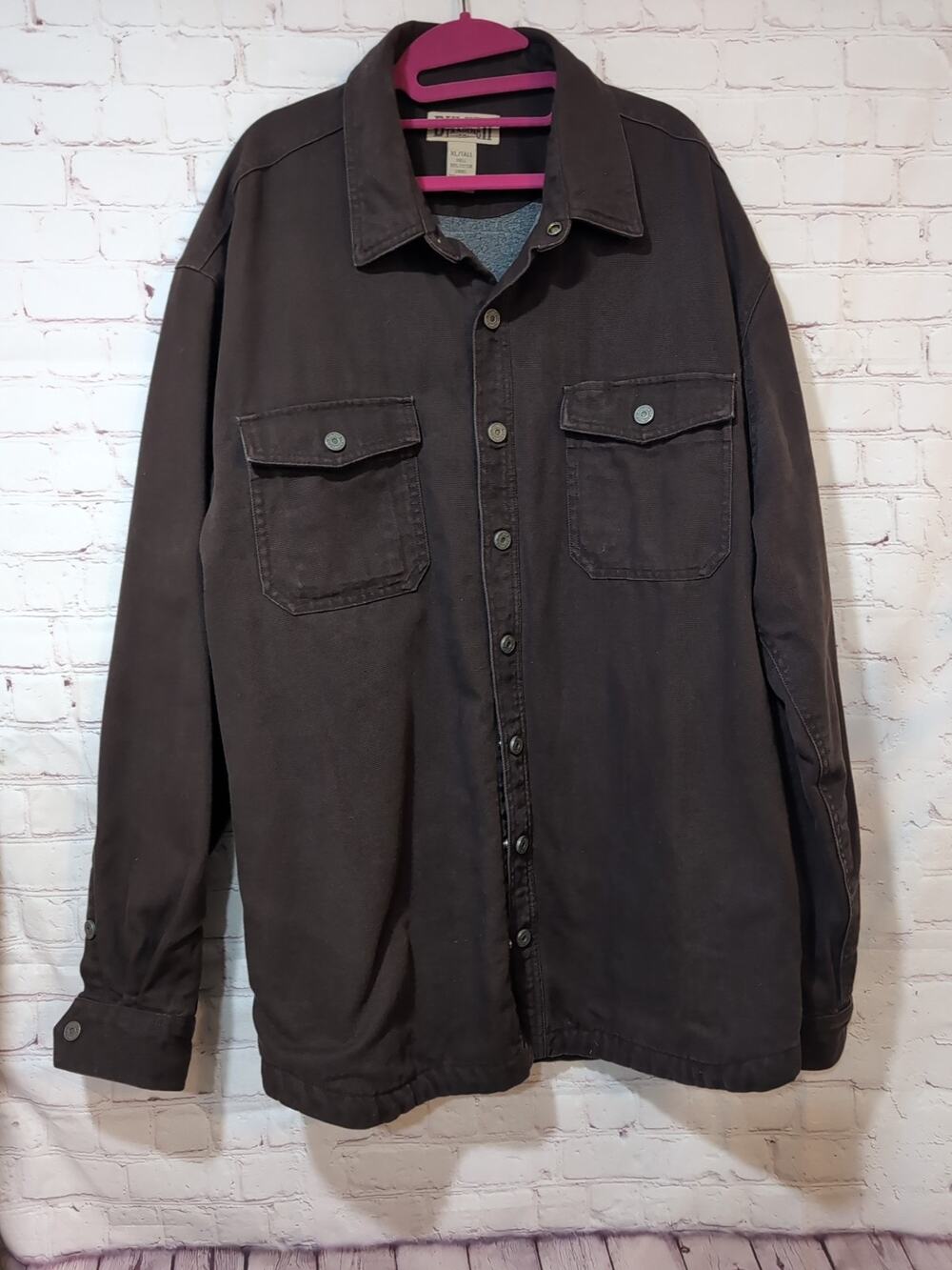 Duluth Trading Co XLT Fleece-lined Canvas Jacket Snap Front Utility Workwear